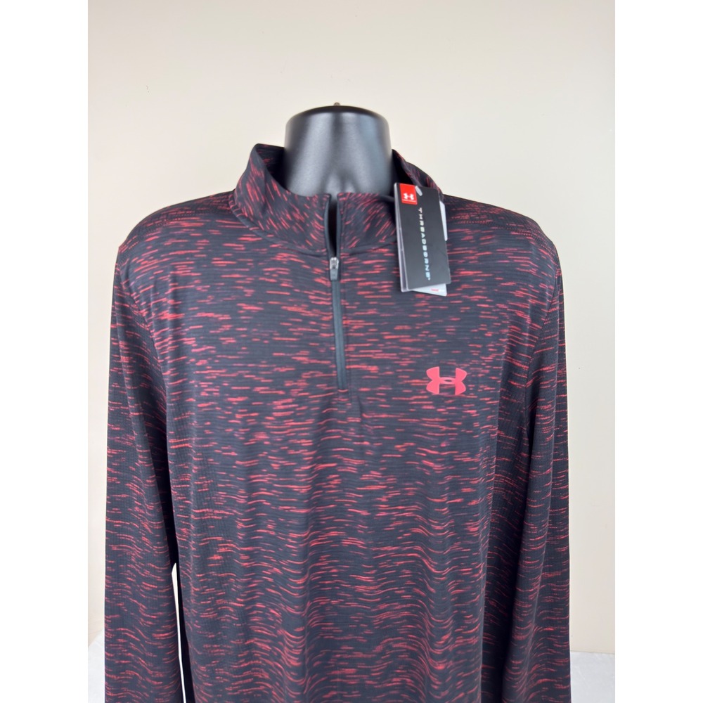 Under Armour Mens XXL 2XL Threadborne HeatGear 1/4 Zip Pullover Red Black New